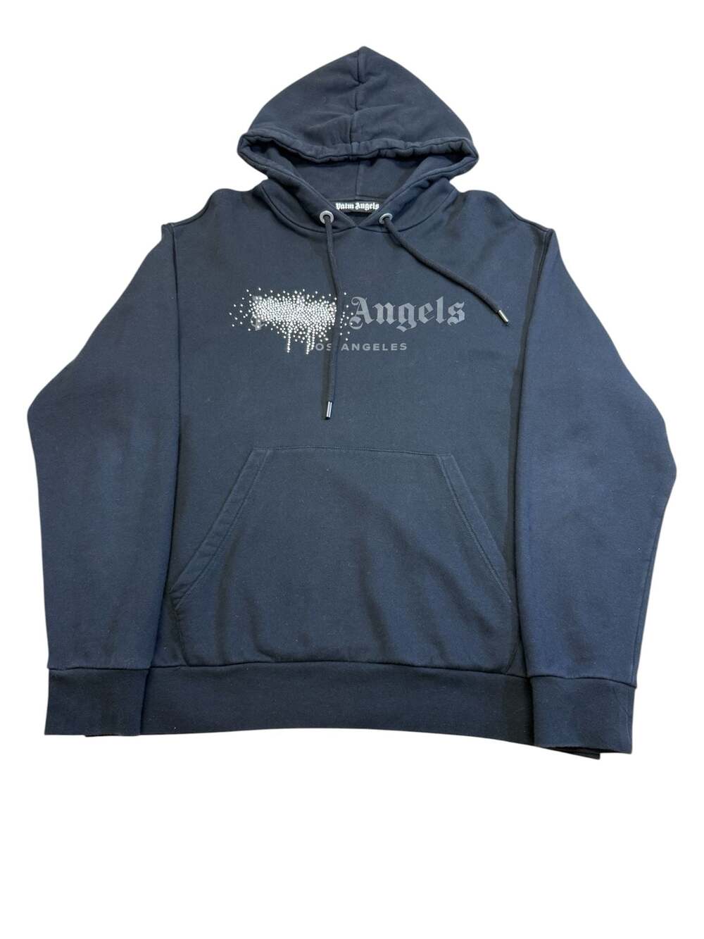 Palm Angels Rhinestone Sprayed Los Angeles Hoodie Black